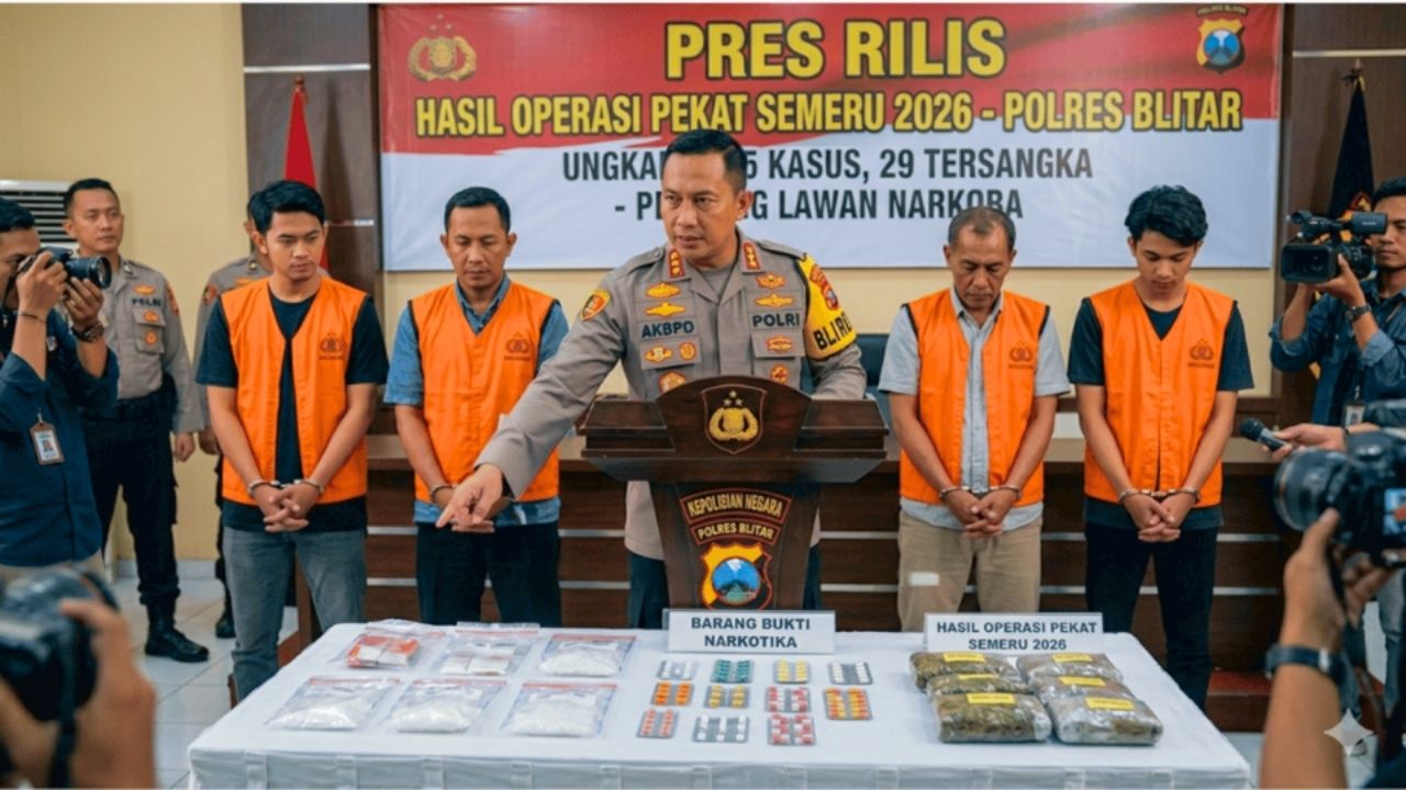 Gempur Narkoba! Polres Blitar Bongkar Puluhan Kasus dan Tersangka