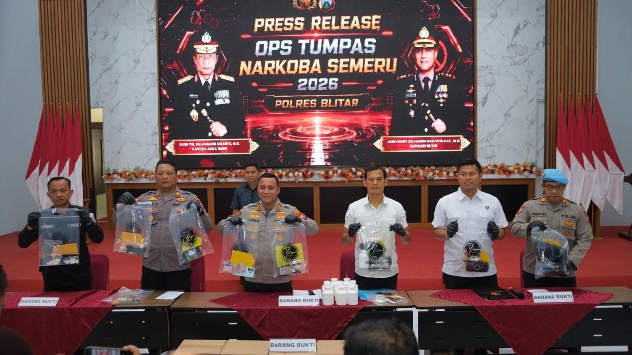 13 Tersangka Diciduk Polisi, 10 Kasus Narkoba di Blitar Terungkap